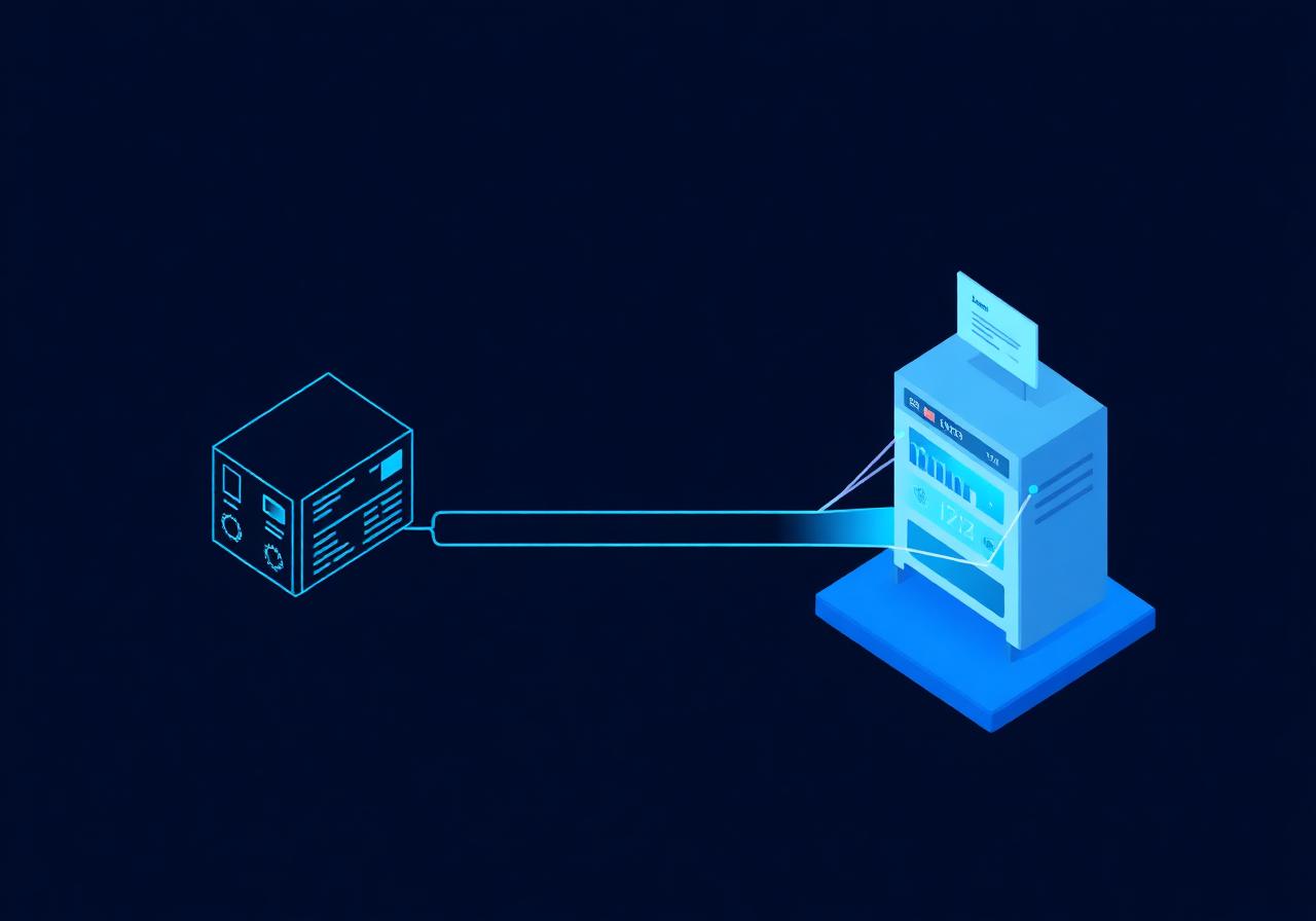 Two disconnected systems linked by a software bridge