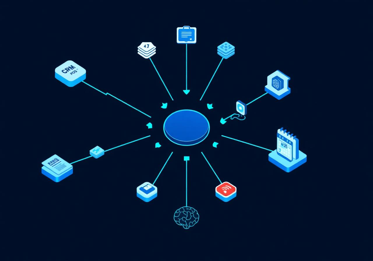Synqora central hub connecting business systems